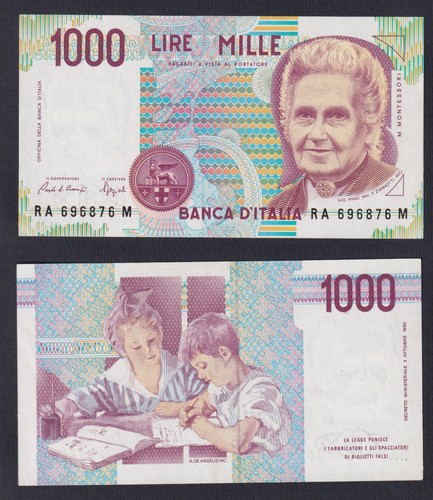 Italy 1000 lira montessori - italy,
