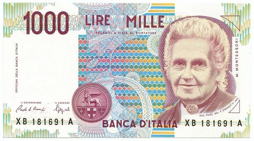 1000 lire maria montessori - lire,