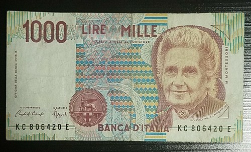 Italy 1000 lire - lire, montessori